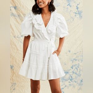 Love the Label White Ruffle Wrap Mini Dress